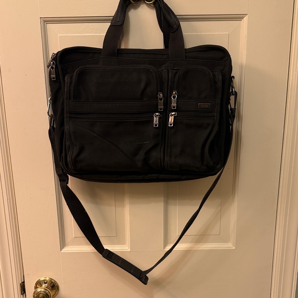 Tumi Black Expandable Briefcase for Men
